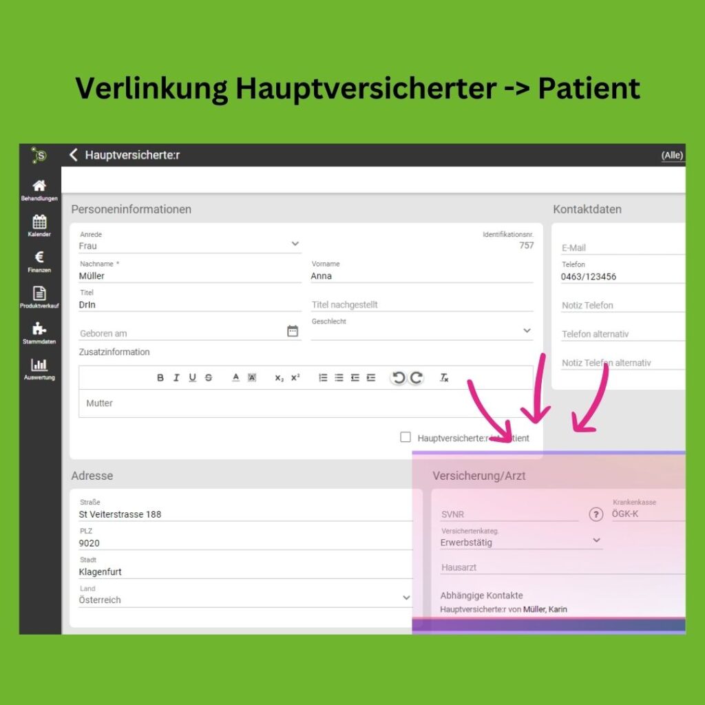 Verlinkung Hauptversicherter - Patient